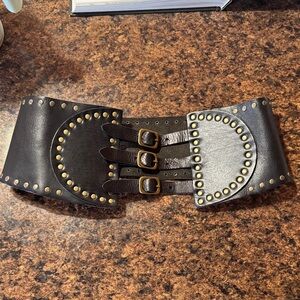 Incotex Black Leather Belt with Silver Eyelets